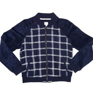 A New Day Blue & White Plaid Casual Jacket Size M